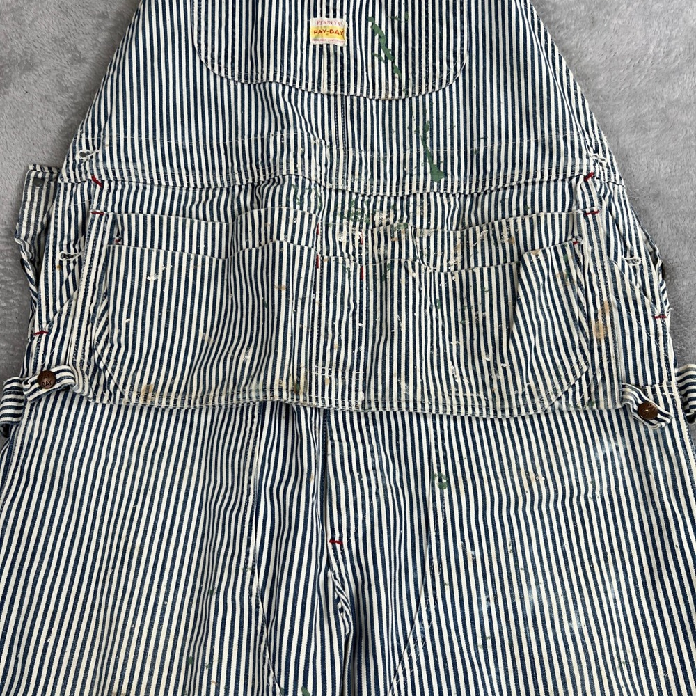 Vintage Penneys Pay Day Hickory Stripe Bib Overalls Sanforized Union Made XL 50s - Picture 9 of 16